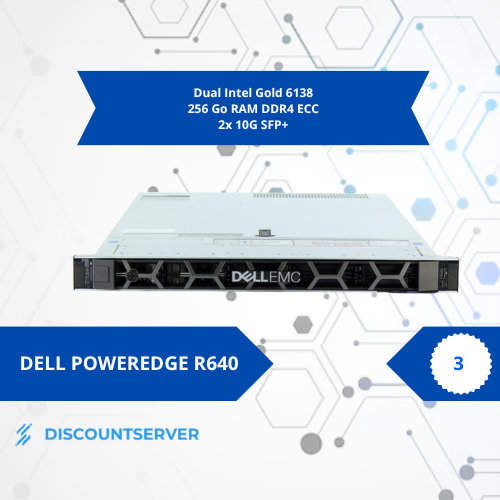 Serveur Dell R640 (2x Intel Gold 6138 - 256Go RAM DDR4 - 2x 10G - 1To SSD)